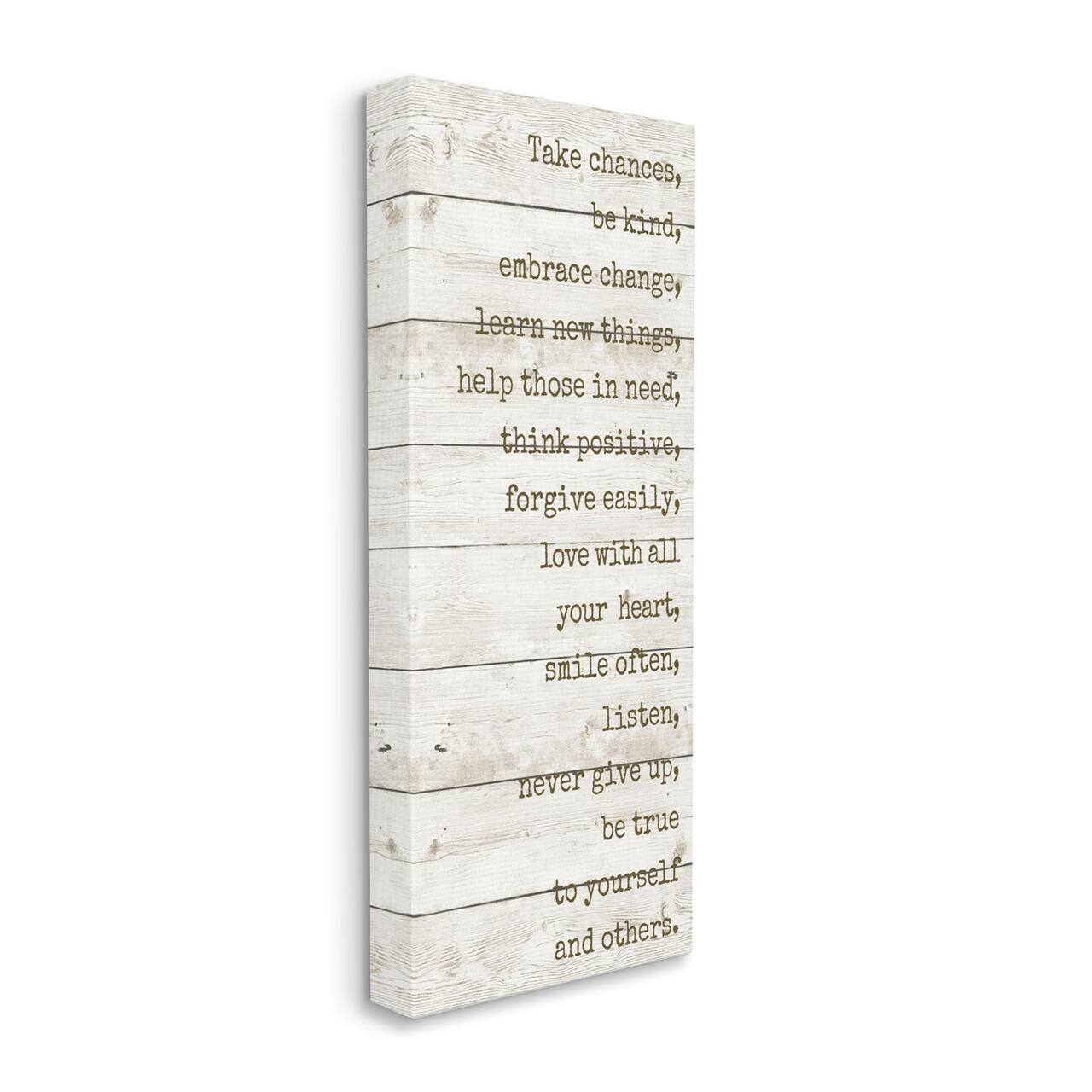 Stupell Industries Take Chances Family Home Inspirational Word Textured Wood Design Canvas Wall Art